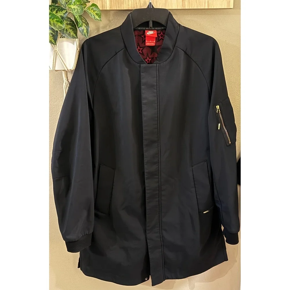 Nike F C Football Long Bomber Jacket Black Mens Size Medium